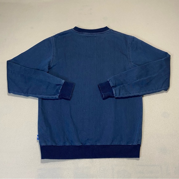 ADIDAS Originals French Terry Denim Crew Top Sweatshirt Blue Men’s Size S - Picture 8 of 10